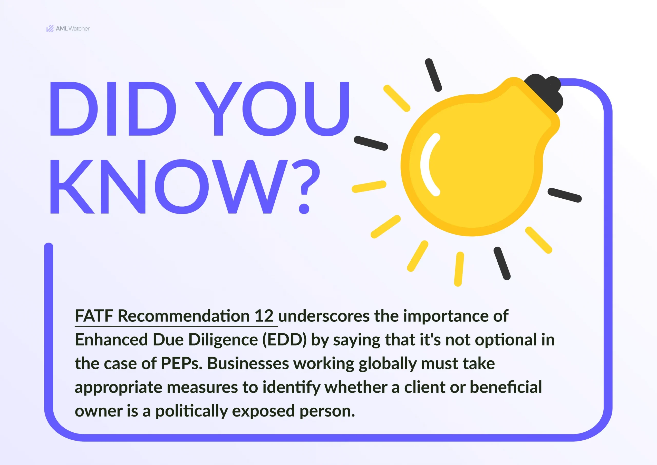 FATF Recommendation 12: EDD for PEPs.