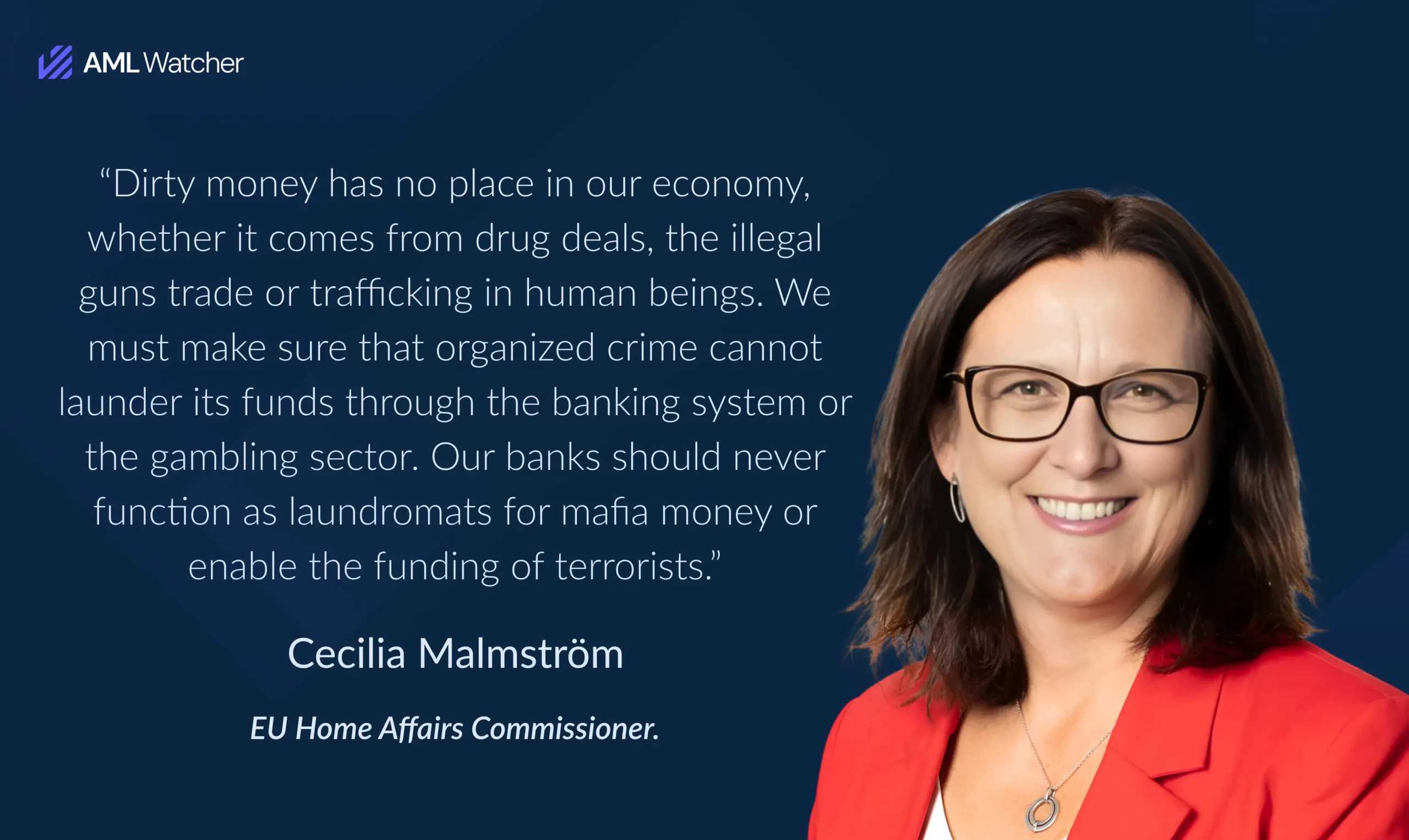 This image shows a statement by Cecilia Malmström, EU Home Affairs Commissioner.