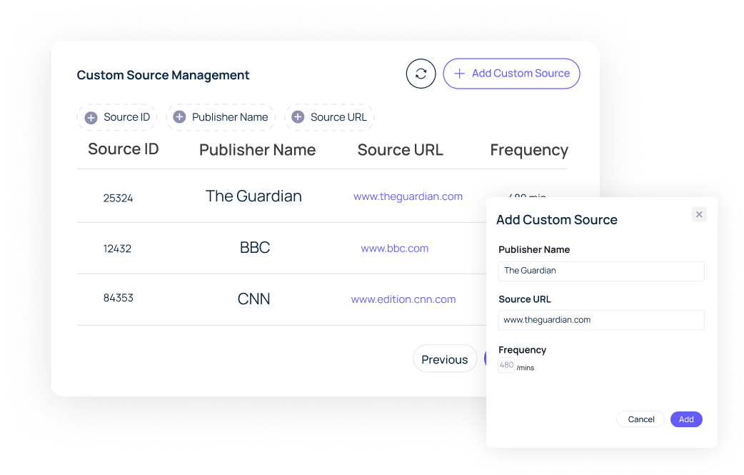 Add Custom Adverse Media Sources