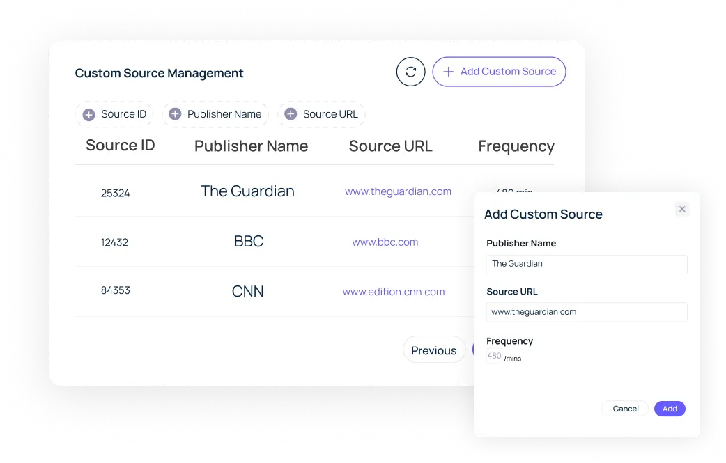 Add Custom Adverse Media Sources