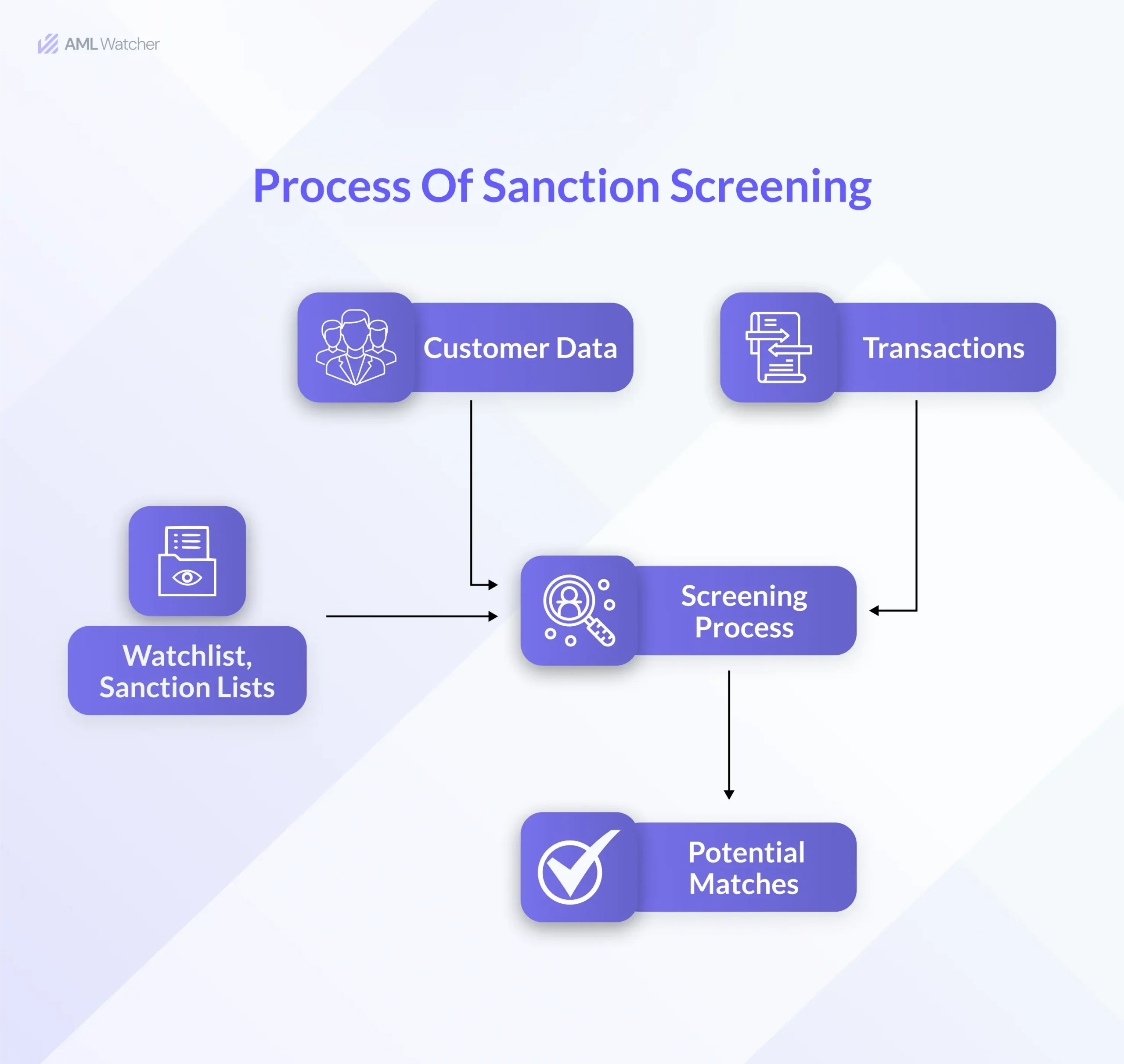 This image shows the Process of Sanction Screening